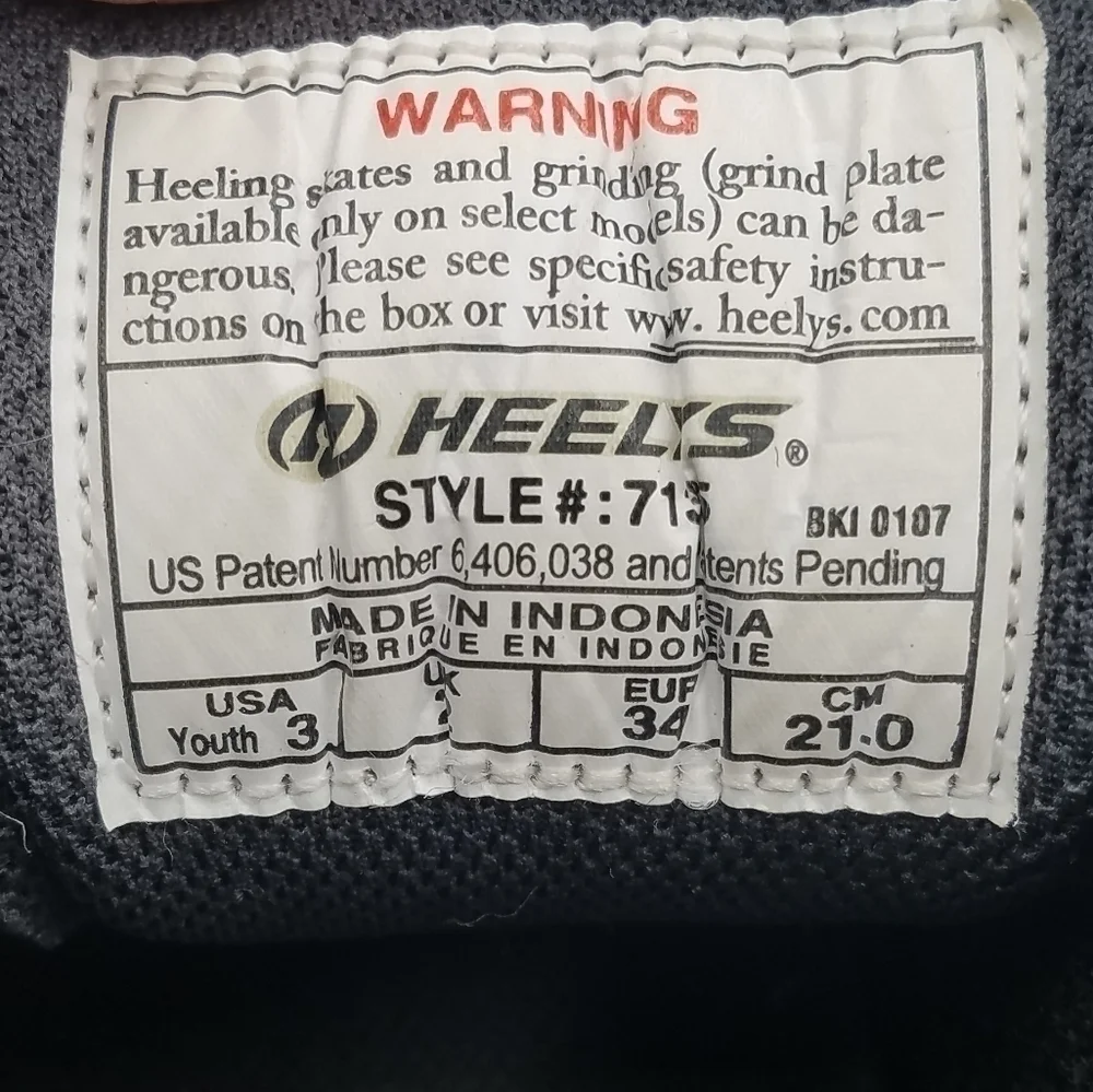 Heelys Skate Wheel Shoe Sneaker 3Y Youth